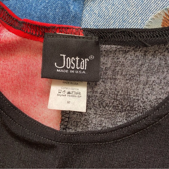 vtg jostar red & black floral dress size M - Picture 3 of 6